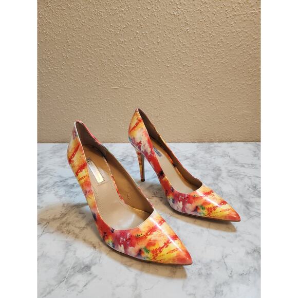 BCBGeneration Women's Multicolor Watercolor Patent Stiletto Pump Heels Size 8.5M - Picture 1 of 9